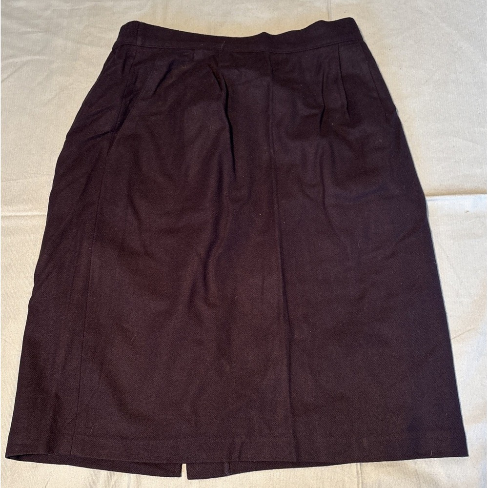 Sag Harbor Vintage Pure Wool Pencil Skirt Dark Purple Plum Midi Office Career 14